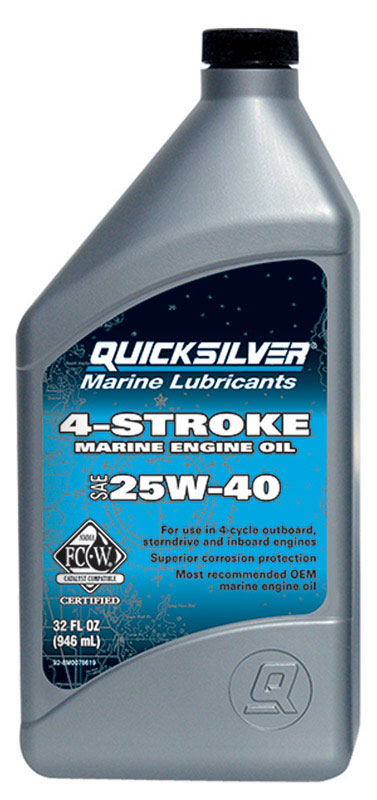 Quicksilver Marine Lubricants 25W-40 4-Cycle Outboard Motor Oil 32 oz 1 ...