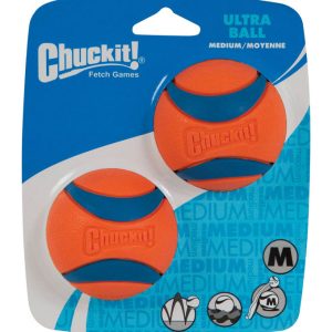 Chuckit! Blue/Orange Fetch Ball Rubber Ultra Ball Medium 2 pk