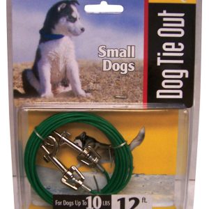 PDQ Green / Silver Tie-Out Vinyl Coated Cable Dog Tie Out Small