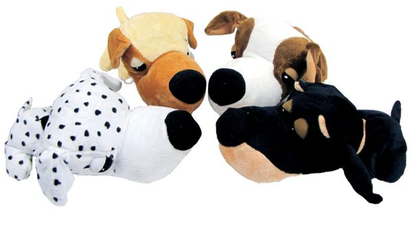 FatHedz Assorted Beagle Dalmation Doberman and Golden Retriever Plush Dog Toy Large 4 pk