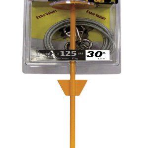 PDQ Yellow Tie-Out with Stake Metal Dog Tie Out Stake X-Large