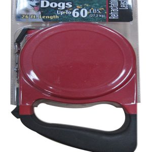 PDQ Red / Black Cotton/Nylon Dog Retractable Leash Medium/Large