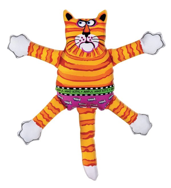 Fat Cat Multicolored Terrible Nasty Scaries Nylon Squeak Dog Toy Mini 1 pk