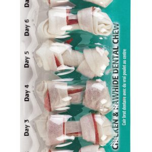 Dingo Mini Dental Treat Small Adult Rawhide Bone Chicken 2.5 in. L 7 pk