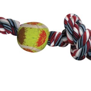 Boss Pet Digger's Multicolored Rope with Tennis Ball Cotton Rope with Tennis Ball Dog Toy Large 1 pk