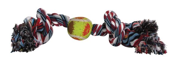 Boss Pet Digger's Multicolored Rope with Tennis Ball Cotton Rope with Tennis Ball Dog Toy Large 1 pk