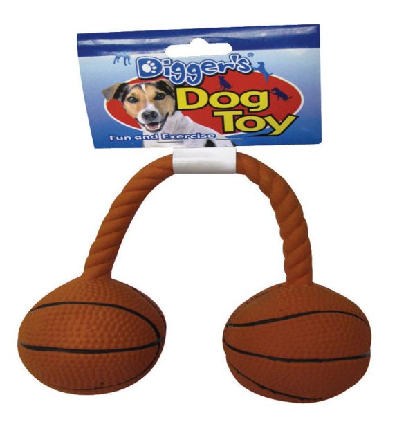 Boss Pet Digger's Orange Twin Basketball Latex Squeaky Dog Toy Medium 1 pk
