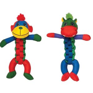 Chomper Assorted Cow, Hippo, Monkey, and/or Puppy Nylon Braided Body Dog Toy Large