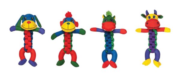 Chomper Assorted Cow, Hippo, Monkey, and/or Puppy Nylon Braided Body Dog Toy Large