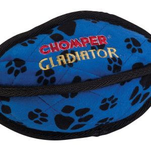 Chomper Gladiator Black/Blue Tuff Football Nylon/Plush Dog Toy Large