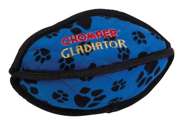 Chomper Gladiator Black/Blue Tuff Football Nylon/Plush Dog Toy Large