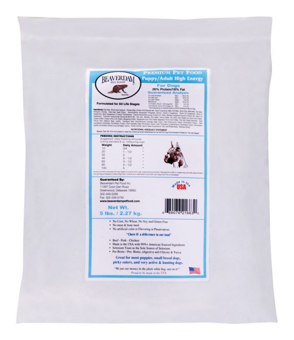 Beaverdam Hi-Energy All Ages Pork and Chicken Dry Dog Food 5 lb