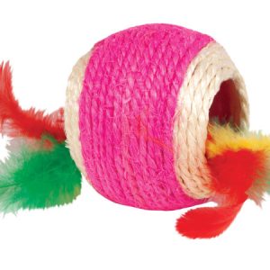Kylies Brights Assorted Ball with Feather Jute Cat Toy Large 1 pk