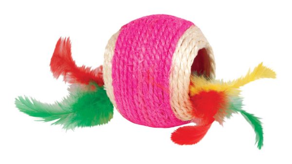 Kylies Brights Assorted Ball with Feather Jute Cat Toy Large 1 pk