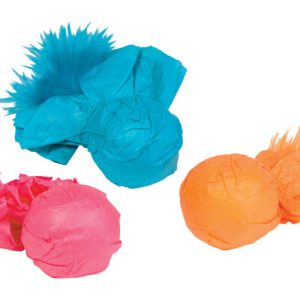 Kylies Brights Assorted Paper Ball Rattlers with Feather Plastic Cat Toy Large 3 pk
