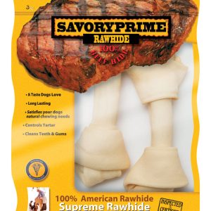 Savory Prime Supreme Medium Adult Knotted Bone Rawhide 6-7 in. L 2 pk