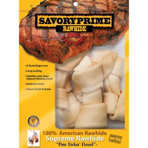 Savory Prime Supreme Medium Adult Knotted Bone Rawhide 6-7 in. L 6 pk