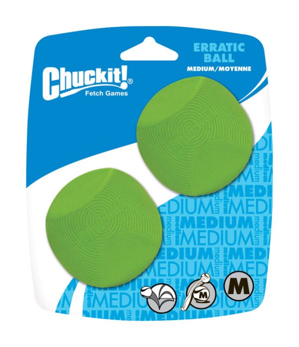 Chuckit! Green Erratic Bounce Rubber Bounce Ball Medium 2 pk