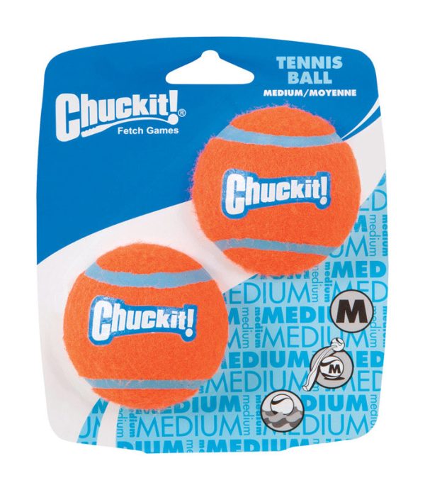 Chuckit! Blue/Orange Ball Launcher Rubber Tennis Balls Medium 2 pk