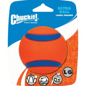 Chuckit Ultra Ball Blue/Orange Fetch Ball Rubber Dog Toy Large 1 pk