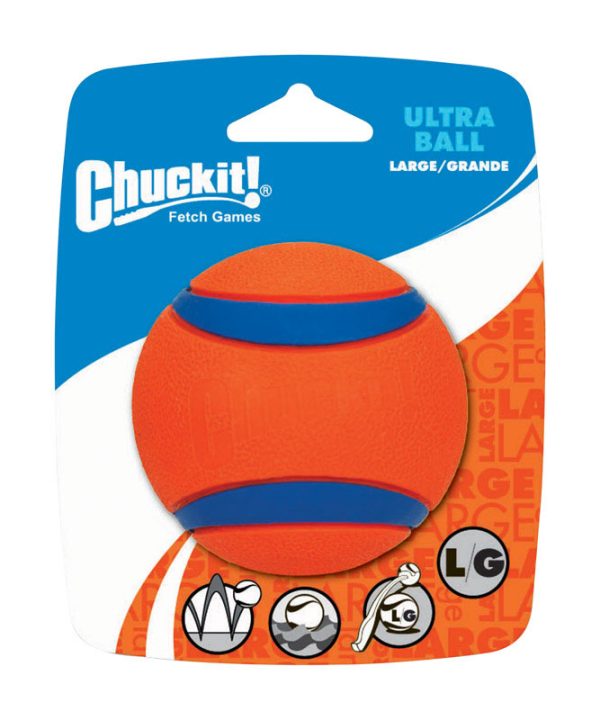 Chuckit Ultra Ball Blue/Orange Fetch Ball Rubber Dog Toy Large 1 pk