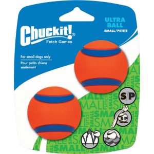 Chuckit! Blue/Orange Fetch Ball Rubber Dog Toy Small 2 pk