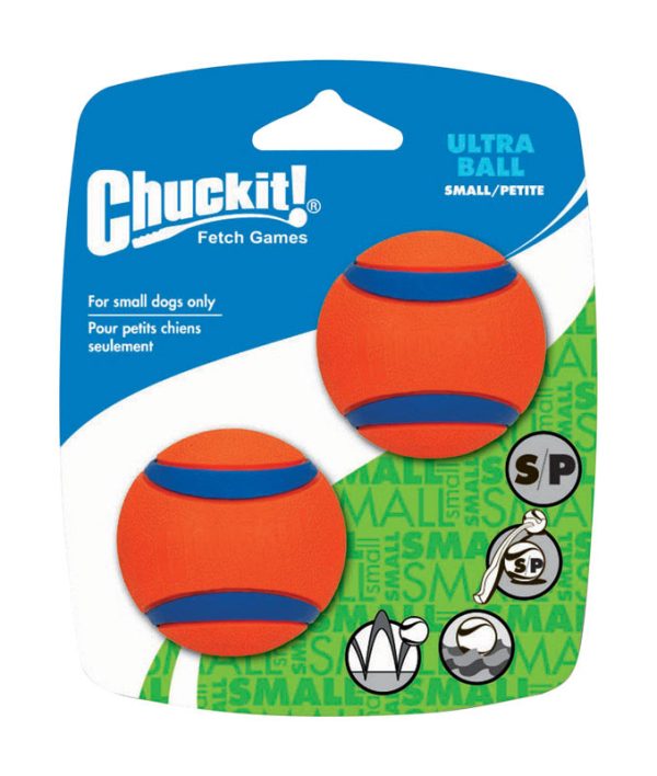 Chuckit! Blue/Orange Fetch Ball Rubber Dog Toy Small 2 pk