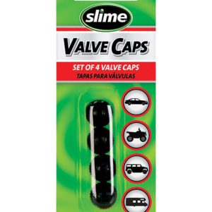 Slime Plastic Tire Valve Caps Black