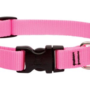 Lupine Pet Basic Solids Pink Pink Nylon Dog Adjustable Collar