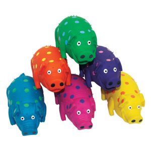 Multipet Globlets Assorted Polka Dot Pig Latex Dog Toy Large 6 pk