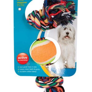 Aspen Pet Multicolored Rope Bone and Ball Cotton Dog Toy Medium