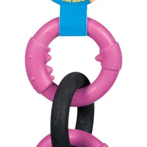 JW Pet Black/Pink Big Mouth Ring Rubber Dog Tug Toy Small 1 pk