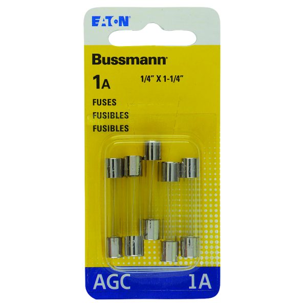 Bussmann 1 amps AGC Clear Glass Tube Fuse 5 pk
