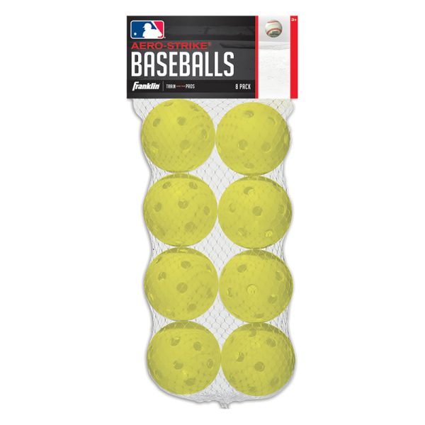 Franklin Aero-Strike Yellow Plastic Baseball 8 pk