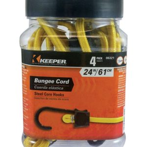 Keeper Black/Yellow Bungee Cord 24 in. L X 0.315 in. 4 pk