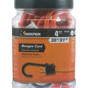 Keeper Black/Orange Bungee Cord 36 in. L X 0.374 in. 1 pk