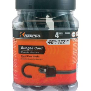 Keeper Black/Gray Bungee Cord 48 in. L X 0.374 in. 4 pk