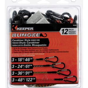 Keeper Assorted Carabiner Style Bungee Cord 0.315 in. 12 pk