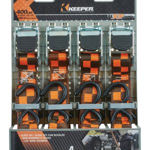 Keeper 1.25 in. W X 8 ft. L Black/Orange Tie Down Strap 400 lb 4 pk