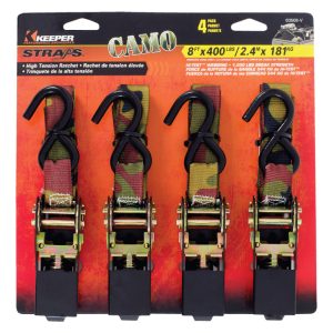 Keeper 1 in. W X 8 ft. L Camo Tie Down w/Ratchet 400 lb 4 pk