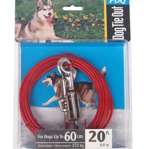 PDQ Red Vinyl Coated Cable Dog Tie Out Large