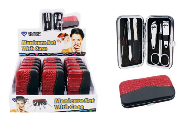 Diamond Visions Manicure Set In Case Faux Leather/Stainless Steel 6 pc