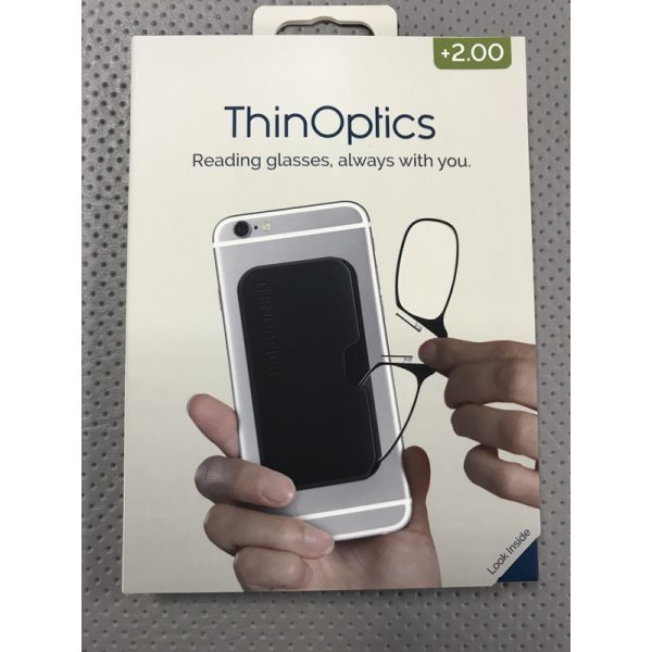 ThinOptics Always With You Black Reading Glasses w/Pod Case +2.00