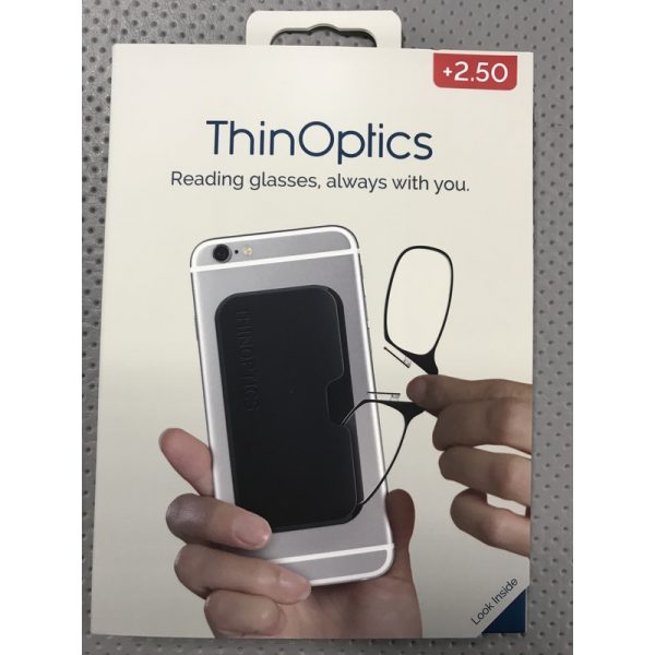 ThinOptics Always With You Black Reading Glasses w/Pod Case +2.50