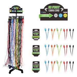 Diamond Visions Cobra Cord Cell phone Charging Cord Nylon 72 pk