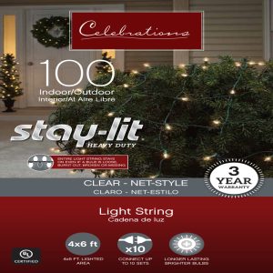 Celebrations Stay-lit Incandescent Mini Clear/Warm White 100 ct Net Christmas Lights