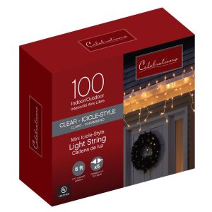 Celebrations Incandescent Mini Clear/Warm White 100 ct Icicle Christmas Lights 5.67 ft.