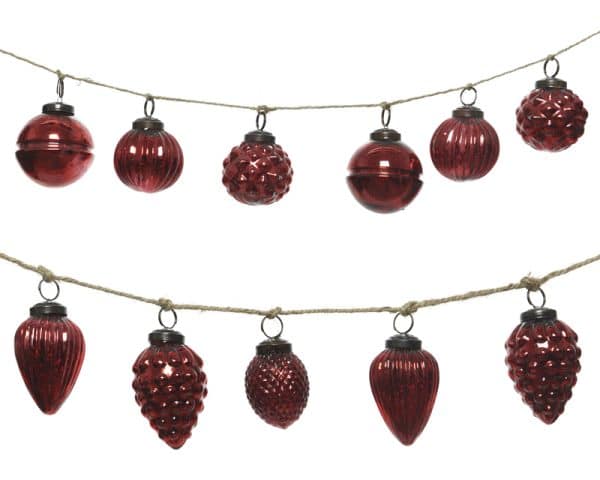 Decoris Red Bauble and Acorn Garland Indoor Christmas Decor 2.36 in.