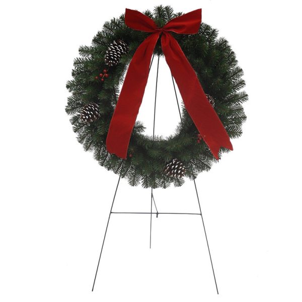 Holiday Bright Lights 30 in. D Memorial Christmas Wreath with Stand
