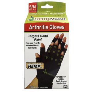 Hempvana As Seen On TV S/M Hemp Fibers Arthiritis Black Gloves